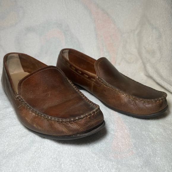 Frye & Co Men’s Brown Leather Slip On Loafers Size 10.5 Classic Preppy Moccasins main image 9